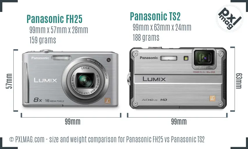 Panasonic FH25 vs Panasonic TS2 size comparison