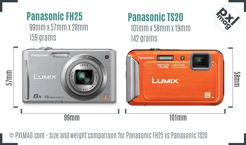 Panasonic FH25 vs Panasonic TS20 size comparison