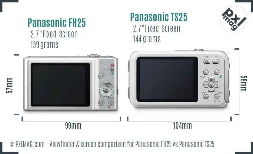 Panasonic FH25 vs Panasonic TS25 Screen and Viewfinder comparison