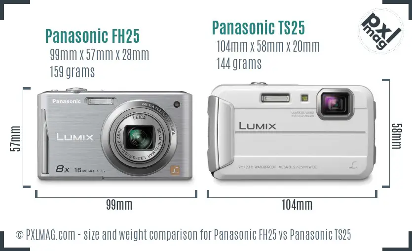 Panasonic FH25 vs Panasonic TS25 size comparison