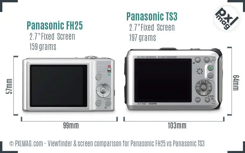 Panasonic FH25 vs Panasonic TS3 Screen and Viewfinder comparison