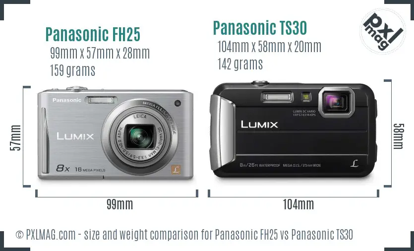Panasonic FH25 vs Panasonic TS30 size comparison