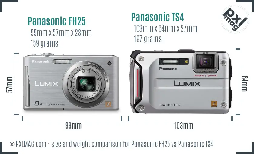 Panasonic FH25 vs Panasonic TS4 size comparison