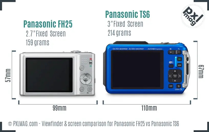 Panasonic FH25 vs Panasonic TS6 Screen and Viewfinder comparison