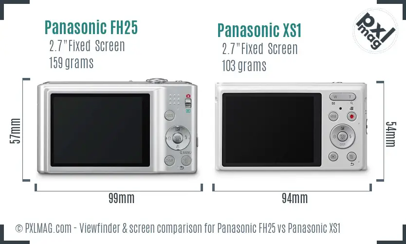 Panasonic FH25 vs Panasonic XS1 Screen and Viewfinder comparison
