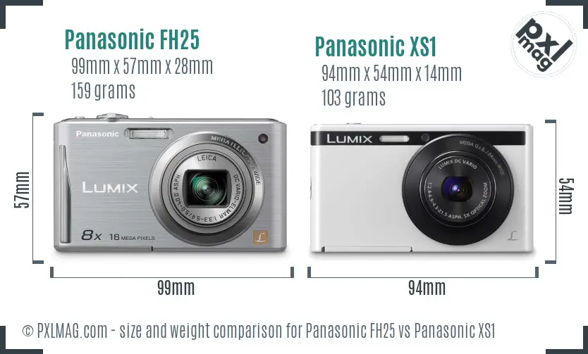 Panasonic FH25 vs Panasonic XS1 size comparison