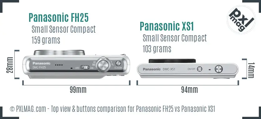 Panasonic FH25 vs Panasonic XS1 top view buttons comparison
