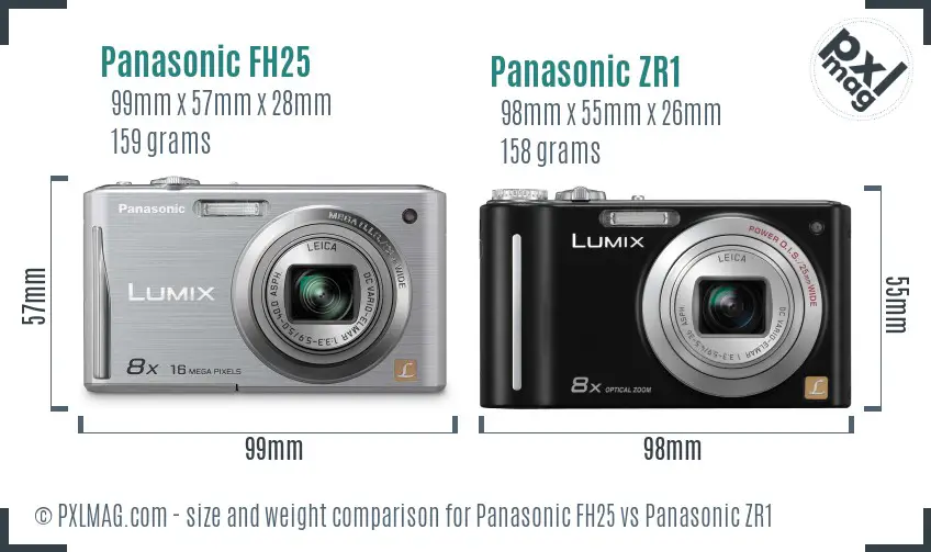 Panasonic FH25 vs Panasonic ZR1 size comparison