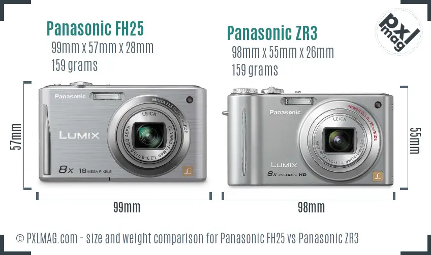 Panasonic FH25 vs Panasonic ZR3 size comparison