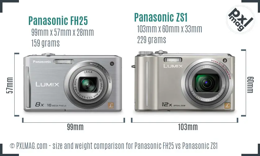 Panasonic FH25 vs Panasonic ZS1 size comparison