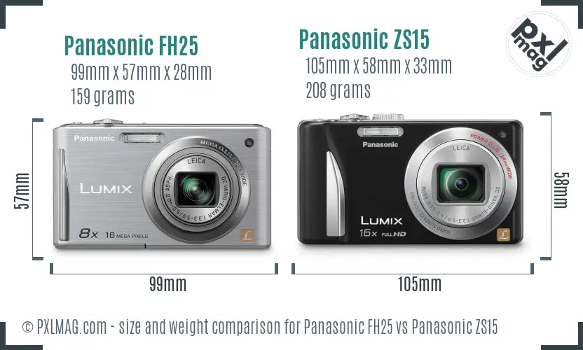 Panasonic FH25 vs Panasonic ZS15 size comparison