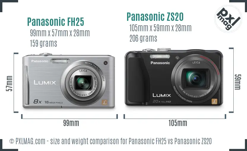 Panasonic FH25 vs Panasonic ZS20 size comparison