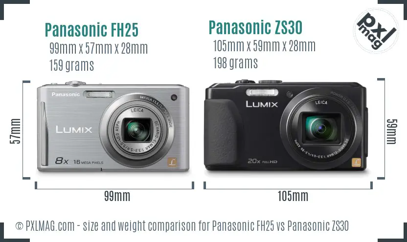 Panasonic FH25 vs Panasonic ZS30 size comparison