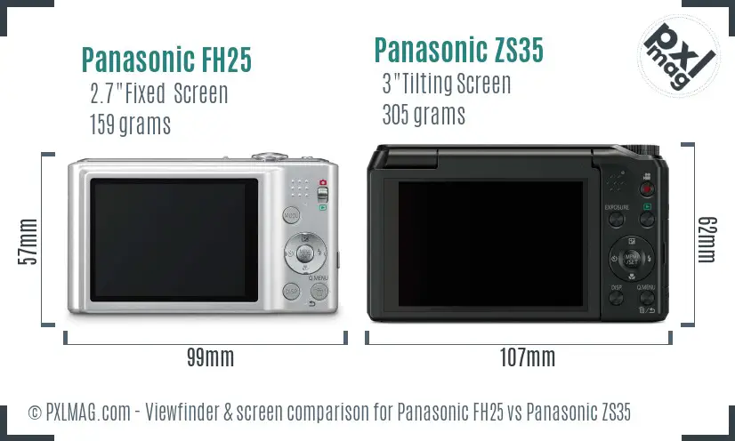 Panasonic FH25 vs Panasonic ZS35 Screen and Viewfinder comparison