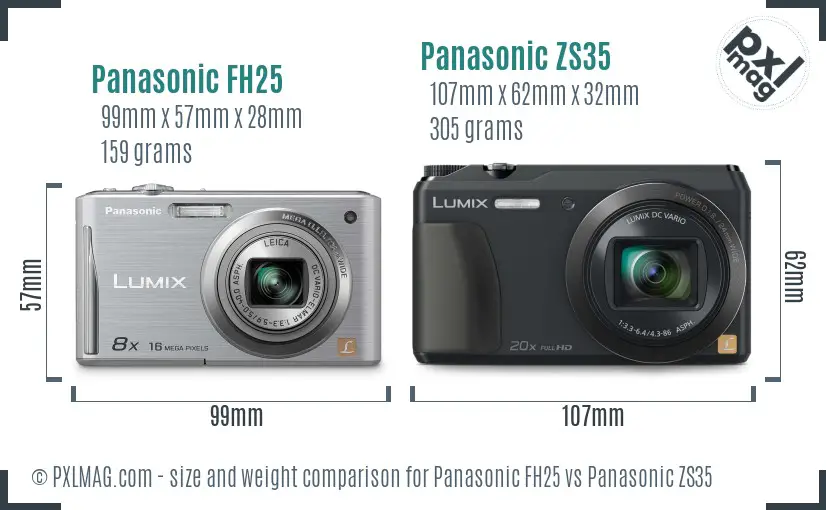 Panasonic FH25 vs Panasonic ZS35 size comparison