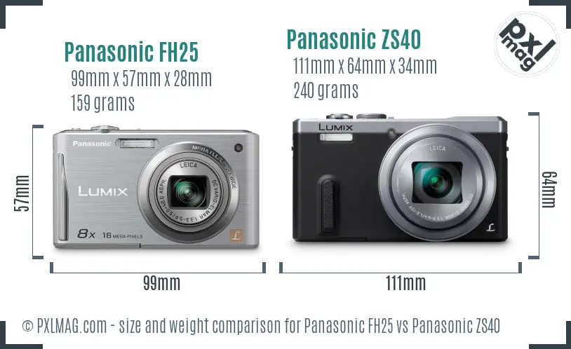 Panasonic FH25 vs Panasonic ZS40 size comparison