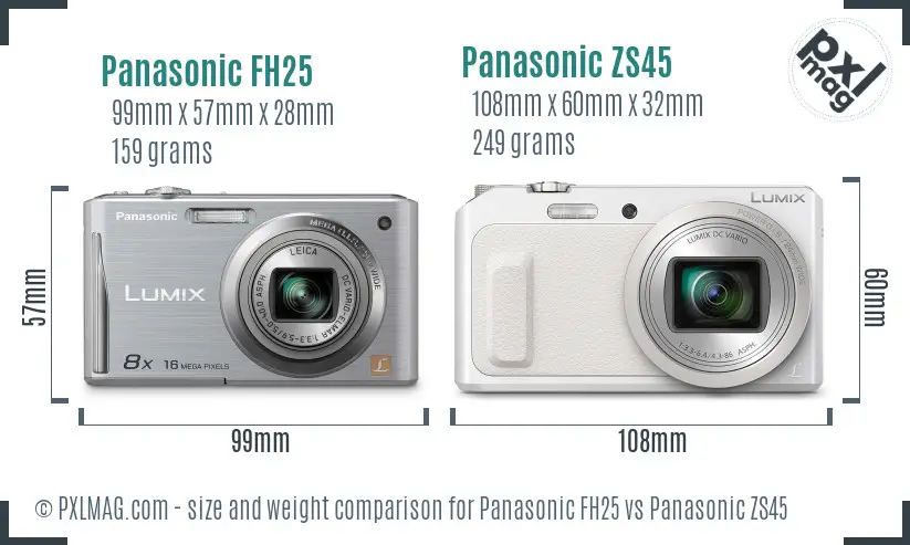 Panasonic FH25 vs Panasonic ZS45 size comparison