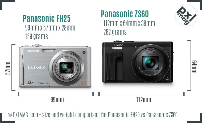 Panasonic FH25 vs Panasonic ZS60 size comparison