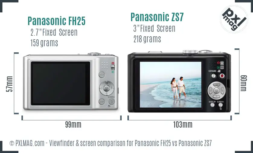 Panasonic FH25 vs Panasonic ZS7 Screen and Viewfinder comparison