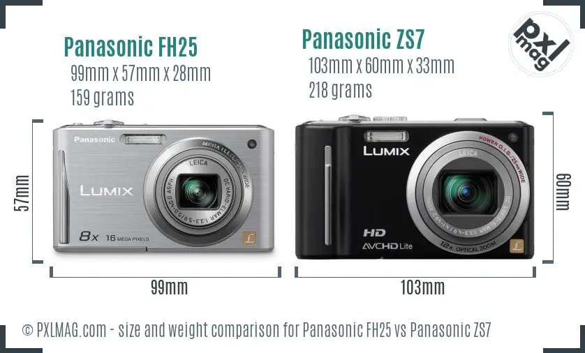 Panasonic FH25 vs Panasonic ZS7 size comparison