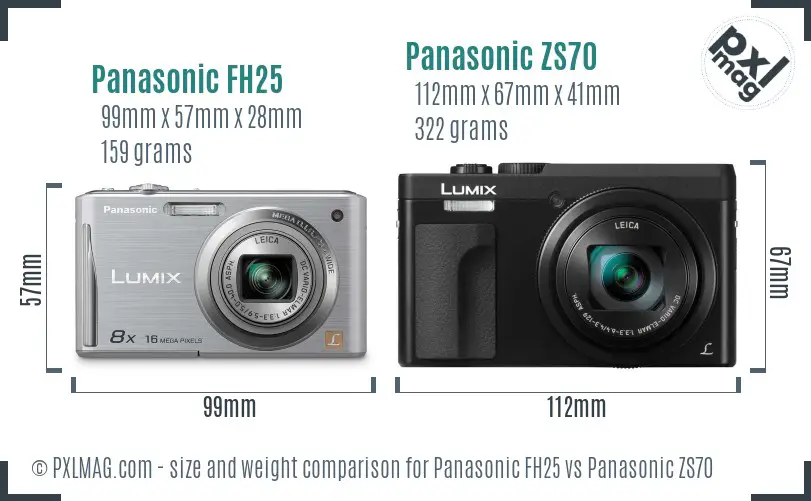 Panasonic FH25 vs Panasonic ZS70 size comparison