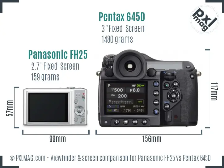 Panasonic FH25 vs Pentax 645D Screen and Viewfinder comparison