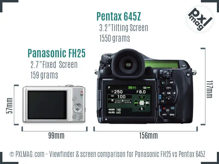 Panasonic FH25 vs Pentax 645Z Screen and Viewfinder comparison