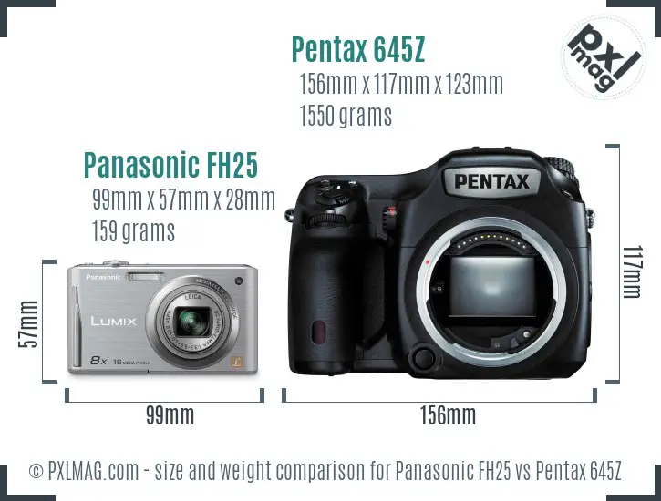 Panasonic FH25 vs Pentax 645Z size comparison