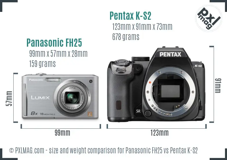 Panasonic FH25 vs Pentax K-S2 size comparison