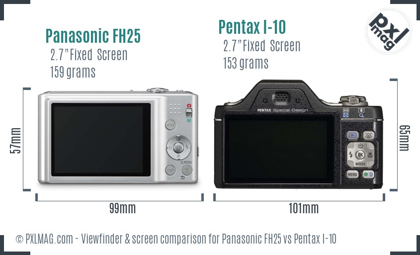 Panasonic FH25 vs Pentax I-10 Screen and Viewfinder comparison