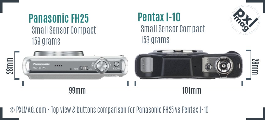 Panasonic FH25 vs Pentax I-10 top view buttons comparison