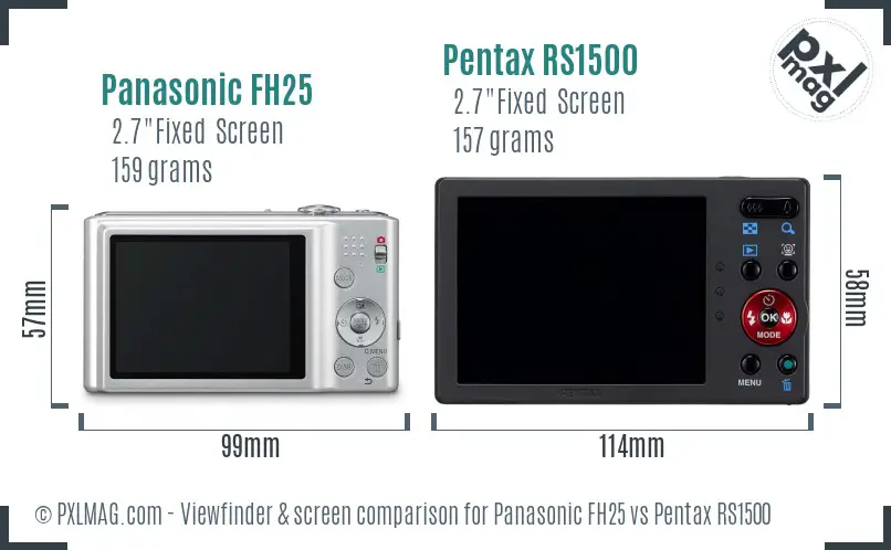 Panasonic FH25 vs Pentax RS1500 Screen and Viewfinder comparison