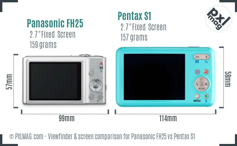 Panasonic FH25 vs Pentax S1 Screen and Viewfinder comparison