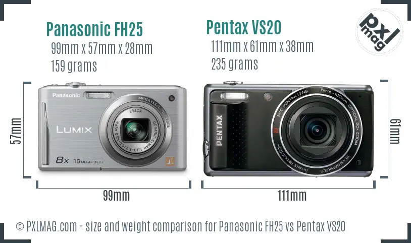 Panasonic FH25 vs Pentax VS20 size comparison
