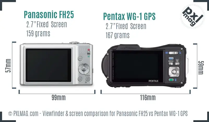 Panasonic FH25 vs Pentax WG-1 GPS Screen and Viewfinder comparison