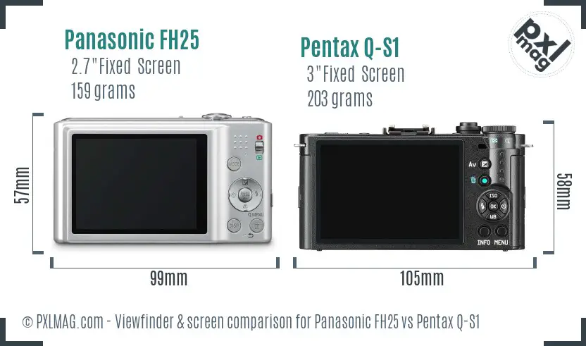 Panasonic FH25 vs Pentax Q-S1 Screen and Viewfinder comparison
