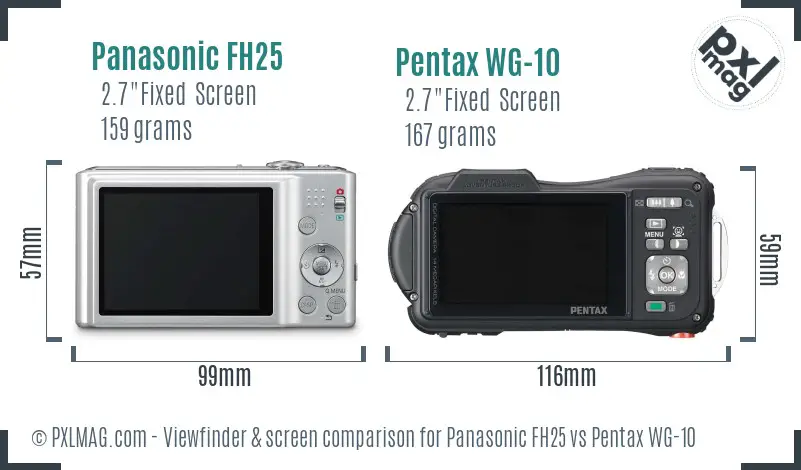 Panasonic FH25 vs Pentax WG-10 Screen and Viewfinder comparison