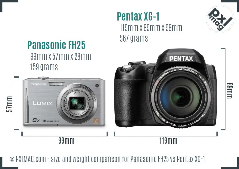 Panasonic FH25 vs Pentax XG-1 size comparison