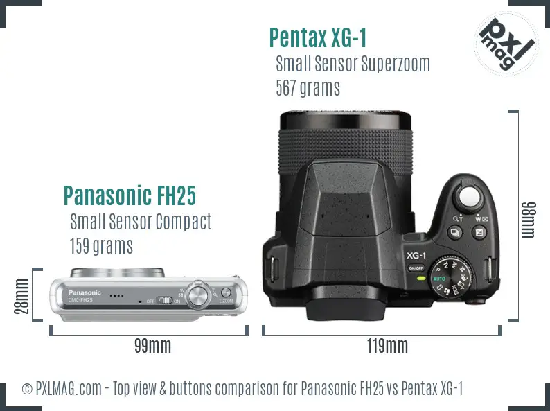Panasonic FH25 vs Pentax XG-1 top view buttons comparison