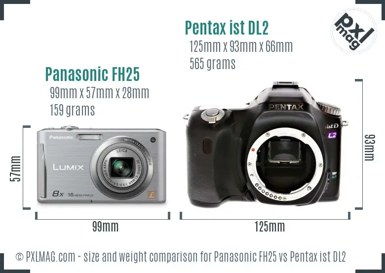 Panasonic FH25 vs Pentax ist DL2 size comparison