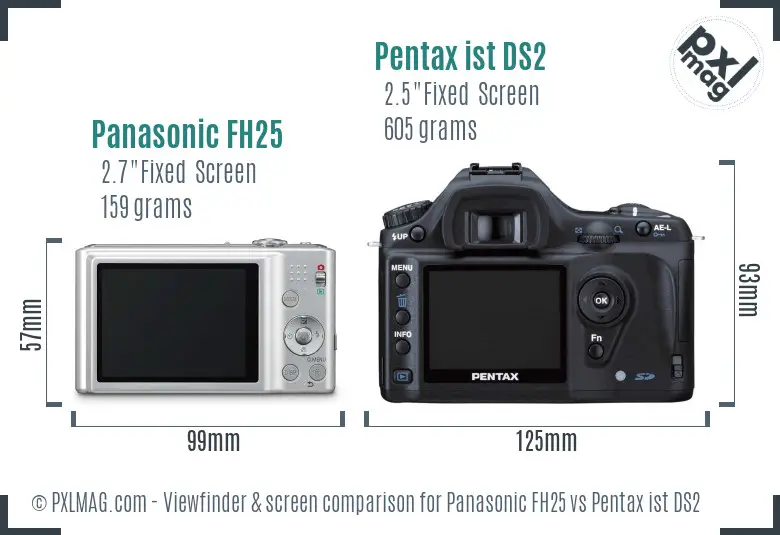 Panasonic FH25 vs Pentax ist DS2 Screen and Viewfinder comparison