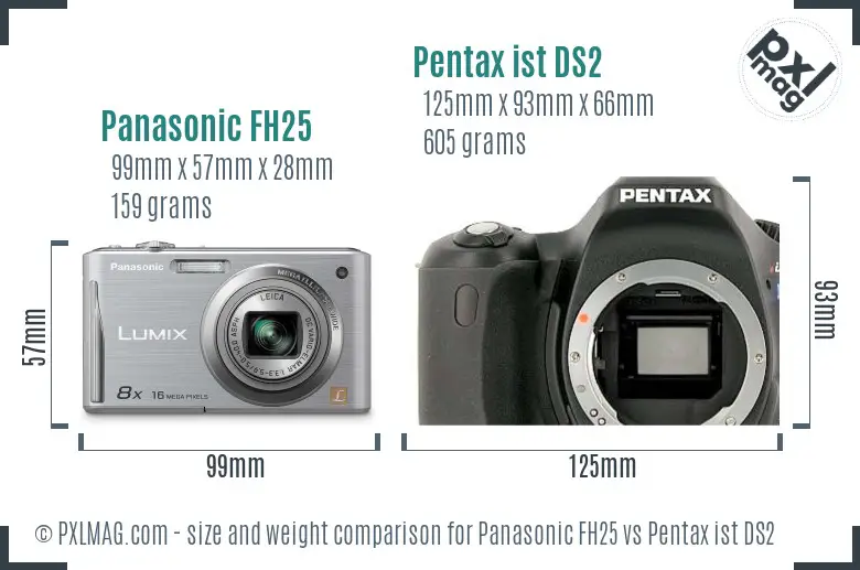 Panasonic FH25 vs Pentax ist DS2 size comparison