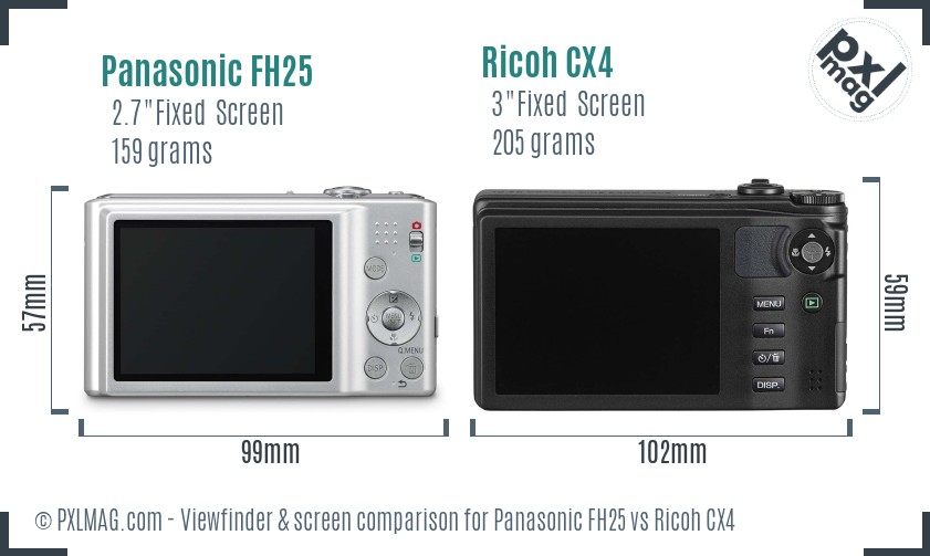 Panasonic FH25 vs Ricoh CX4 Screen and Viewfinder comparison