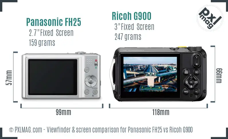 Panasonic FH25 vs Ricoh G900 Screen and Viewfinder comparison