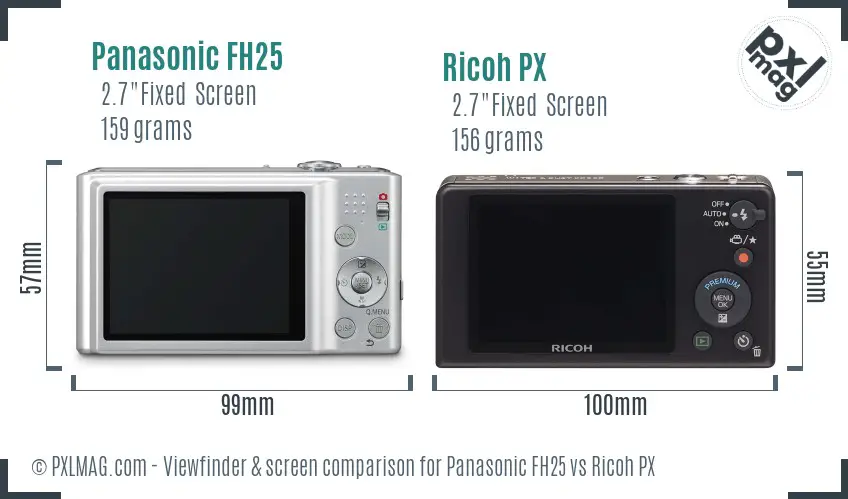 Panasonic FH25 vs Ricoh PX Screen and Viewfinder comparison Panasonic FH25 vs Ricoh PX Screen and Viewfinder comparison