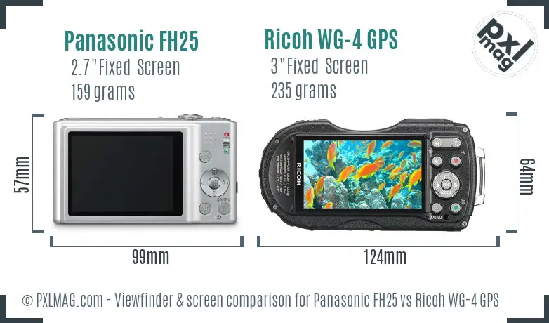 Panasonic FH25 vs Ricoh WG-4 GPS Screen and Viewfinder comparison