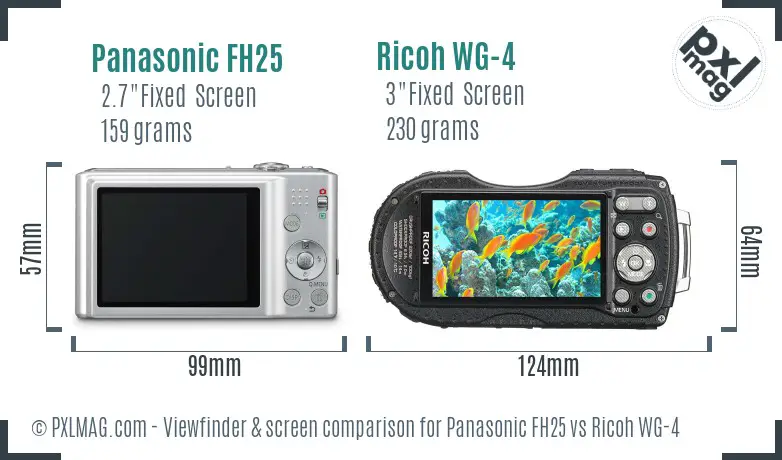 Panasonic FH25 vs Ricoh WG-4 Screen and Viewfinder comparison