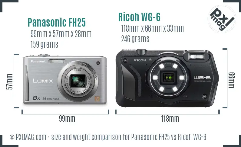 Panasonic FH25 vs Ricoh WG-6 size comparison Panasonic FH25 vs Ricoh WG-6 size comparison