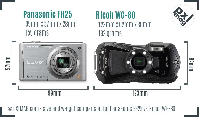 Panasonic FH25 vs Ricoh WG-80 size comparison Panasonic FH25 vs Ricoh WG-80 size comparison