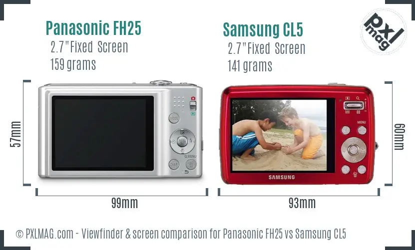 Panasonic FH25 vs Samsung CL5 Screen and Viewfinder comparison Panasonic FH25 vs Samsung CL5 Screen and Viewfinder comparison